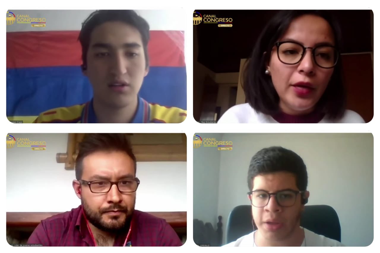 Collage estudiantes audiencia protestas